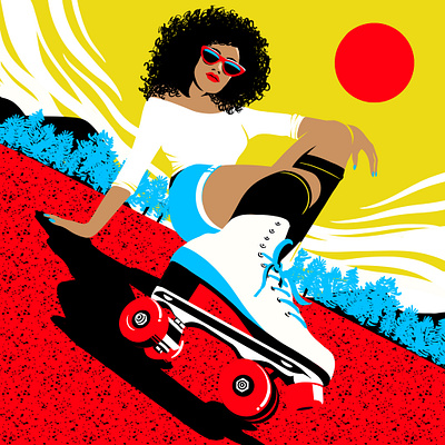 Quad roller skate girl artwork fisheye fisheyeview flat illustration procreate rollergirl rollerquad rollerskates rollerskating