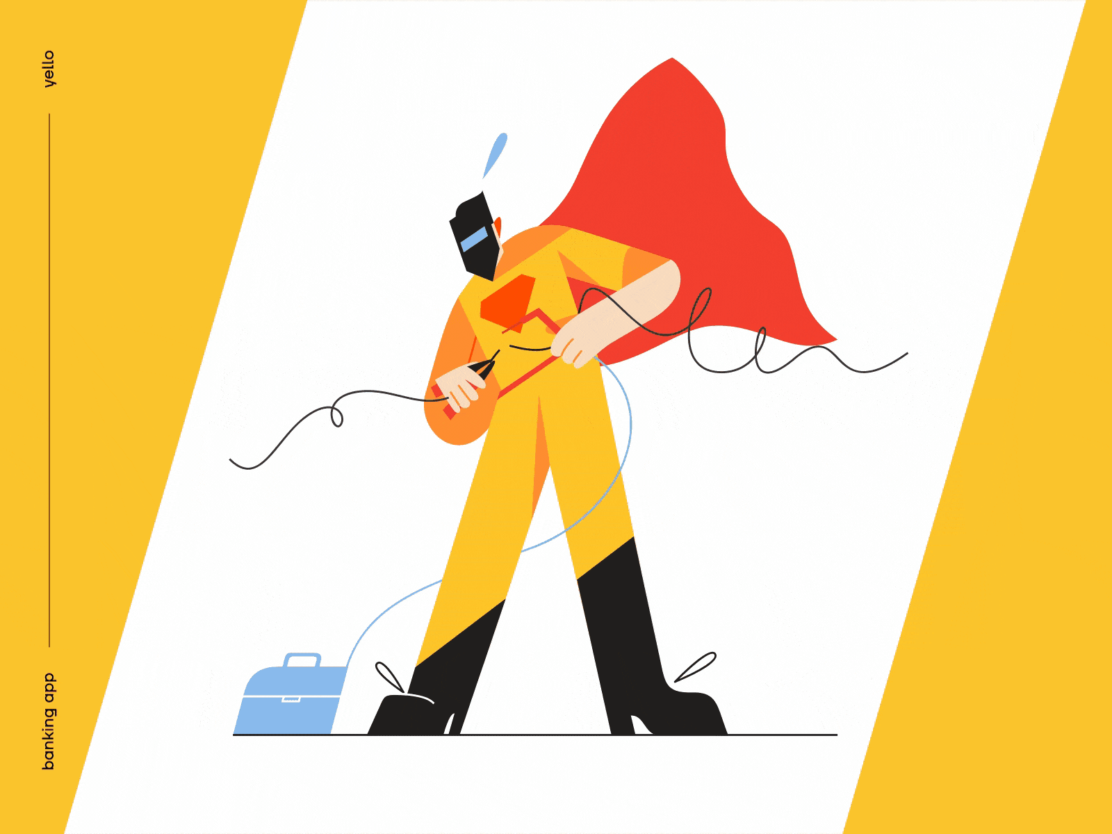 Superman on Duty (Fixer) - Illustrations (JSON, Lottie) 2fa 404 404page cape character error json later lottie metal welding onboarding superman try again welding worker