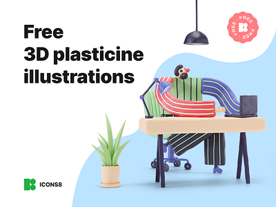 Free 3D plasticine illustrations 3d 3d art 3d icon 3d illustration clay design design tools free freebie graphic design illustration plasticine ui