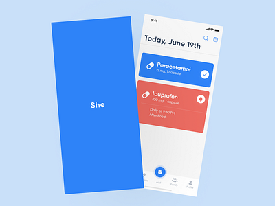 She - Medicine Reminder app app design design dribbble illustration ios app design logo medicine reminder pill reminder responsive design ui uidesign