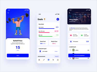 Gym mobile app - activities activities activity app app design competition design gym interface minimal mobile training ui ux workout