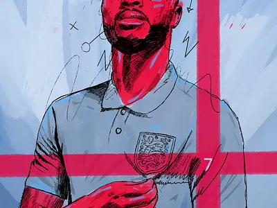 Raheem Sterling - Come on England 2d brushes character england football illustration illustrator people portrait procreate