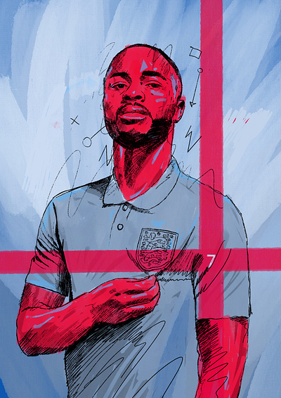 Raheem Sterling - Come on England 2d brushes character england football illustration illustrator people portrait procreate