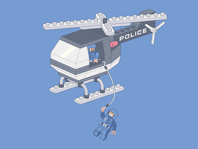 Lego police helicopter design flat graphic design icon illustration illustrator logo vector