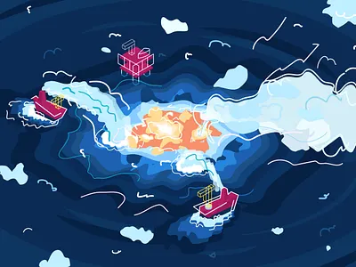 The Gulf of Mexico Was on Fire. Eye of fire. Fiery eye catastrophe design disaster eye eyeoffire fiery eye flat gas gulf illustration isometric isometry man made man made disaster mexico ocean oil platform sea vector yucatan