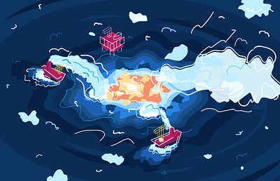 The Gulf of Mexico Was on Fire. Eye of fire. Fiery eye catastrophe design disaster eye eyeoffire fiery eye flat gas gulf illustration isometric isometry man made man made disaster mexico ocean oil platform sea vector yucatan