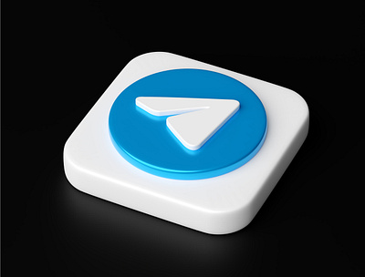 3D logotype Telegram app 3d blender icon illustration logo