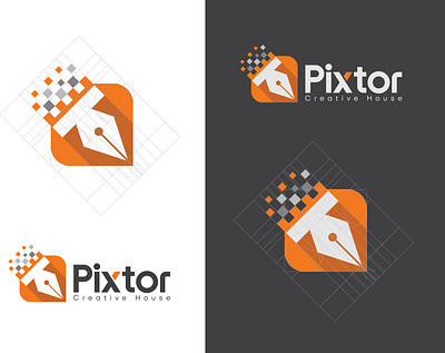 Logo design for Creative House (Pixel + Vector= Pixtor) branding illustration logo vector