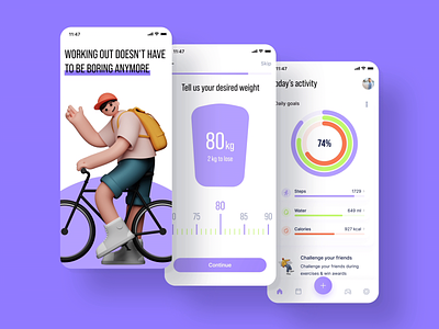 Fitness app | Motion ae animated animation app cardio clean concept design exercises fitness health illustration interactive minimalist mobile motion motion graphics sport ui workout