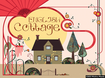 English cottage illustration in Art Nouveau style alphabet download font illustration letters logo numbers numeral poster royalty free typography uppercase vector vectorstock