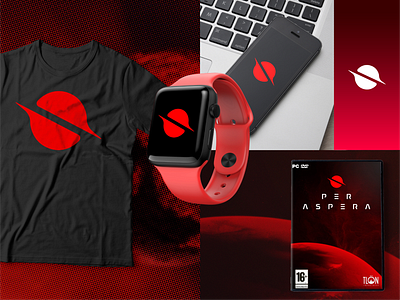 Per Aspera Branding Applications apple watch brand brandbook branding clean design game graphic design illustration logo mockup moon red space tshirt ui vector videogame