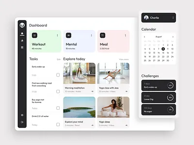 Mental health dashboard dashboard health interface lessons meditation mental physical ui ux web interface workout yoga