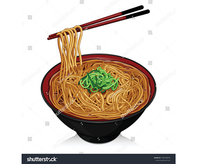 Soba noodle soup recipe on bowl illustration vector. anime bowl cartoon design food illustration illustration japanese food manga menu noodle noodles onion ramen soba somen soup taste traditional udon vector