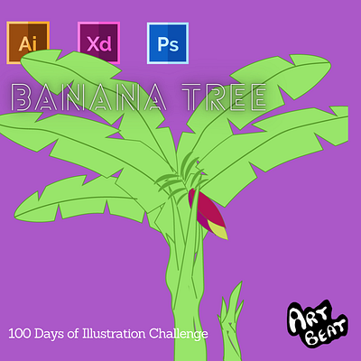 Day-12-Plant Illustration-Banana Tree branding design flat graphic design illustration logo typography ui ux vector