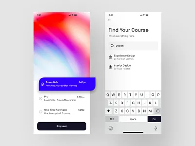 Course App Checkout 2d checkout course app design gradient interface minimal mobile search page ui ux