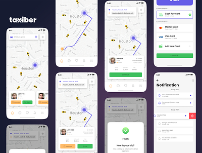 Taxiber - Taxi Booking application design booking branding design logo management taxi ui ui design ux design