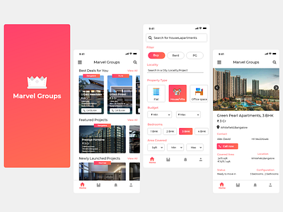 Marvel Real Estate App app branding design mockup ui ux vector