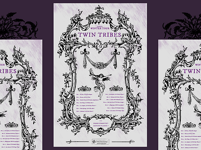 Twin Tribes Winter Tour Flyer art direction black and purple goth gothic gothic aesthetic graphic design poster design show poster tour flyer tour poster twin tribes typography