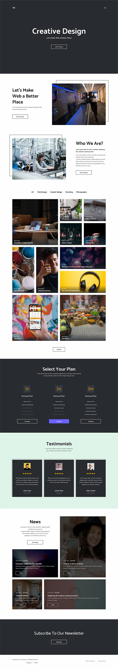 Creative agency landing page: adobe xd mockup landing page design mockup design web design website design template website mockup design website mockup template xd design template