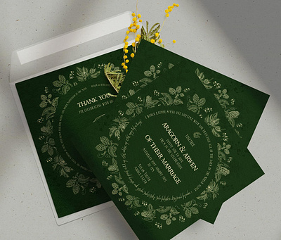 Lord of the Rings Inspired Wedding Invitation Set floral illustrator invitations vector wedding