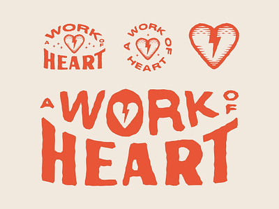 A Work of Heart branding design doodle drawing heart illustration lightning bolt lockup logo logo system typography vector