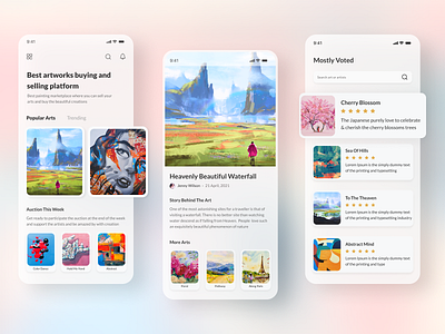 Artworks buy and sell mobile app 2021 application artist artworks auction buy designer interface ios mobile app painting sell trending ui design uiux ux ux design