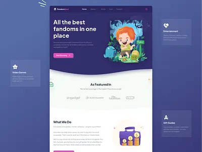 Website Landing page Design - Fandom branding dailyui design dribbble freelance website design game design kids website design landing page design motion graphics saas website design ui uidesignpatterns ux