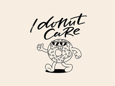 Donut Worry card cartoon character cute design donut donut worry fun funny happy hippie illustration lettering logo quote retro trippy vector
