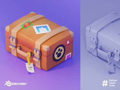 Stylized Travel Bag 3dart 3dillustration blender blender3d blenderartist cartoon colorful design dribbble gameart games illustration lowpoly mobilegames