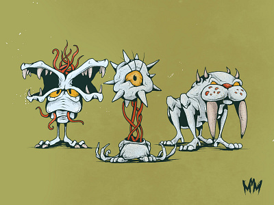 Oswald, Mark, and Wally cartoon drawing illustration monster