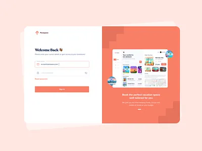 Paraspace login booking dashboard design hotel login webapp