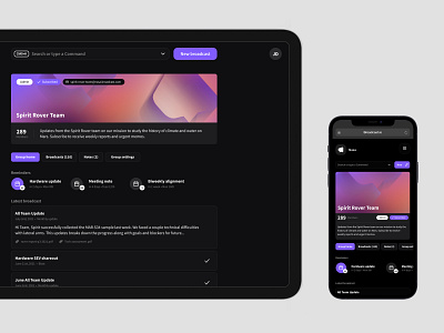 Broadcast responsive app brand comms layout message mobile product ui web web design