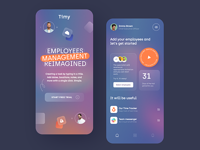 Timy Mobile application design interface startup ui ux