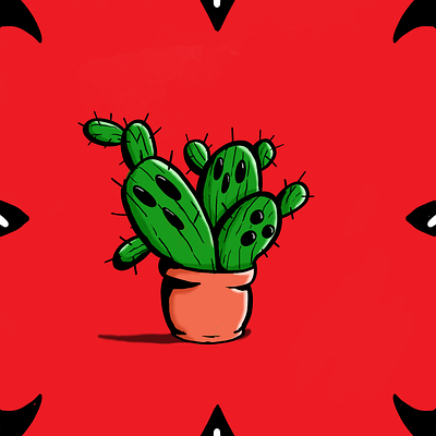 cactus trio beast character cute design elegant icon illustration monster plant scary vector