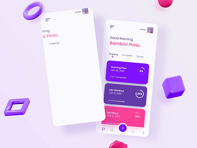 Workout Activity Monitor Interaction Design 3d animation app blender branding design illustration interaction minimal motion graphics sketchapp ui ux