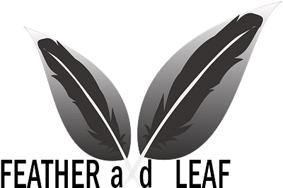 logo design leaf and feather black black leaf blackfeather branding feather graphic design gray illustrator leaf logo nature white without color