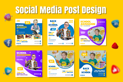 school admission social media banner admission ads back to school banner children college creative education instagram interactive kids learning modern social banner design social media social media design social media post square