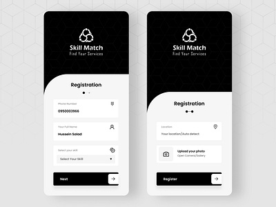 Registration Process of Skill Match Mobile App app branding design graphic illustration logo mobile mobile app registration skillmatch ui uiux website worker