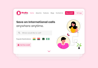 BlaBla Connect- Website app call design international calls ux website
