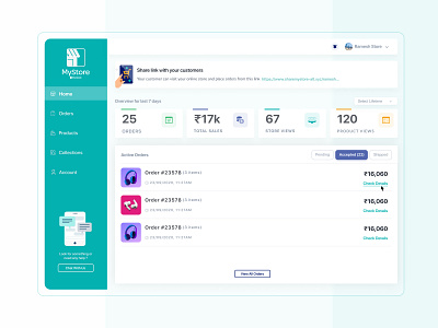 Sell Online With MyStore dashboard design store ui uidesign uiux web webapp