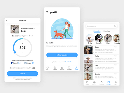 01 Laika app - Dog adoption adopting adoption animals app dog dogs message mobile rescue screens
