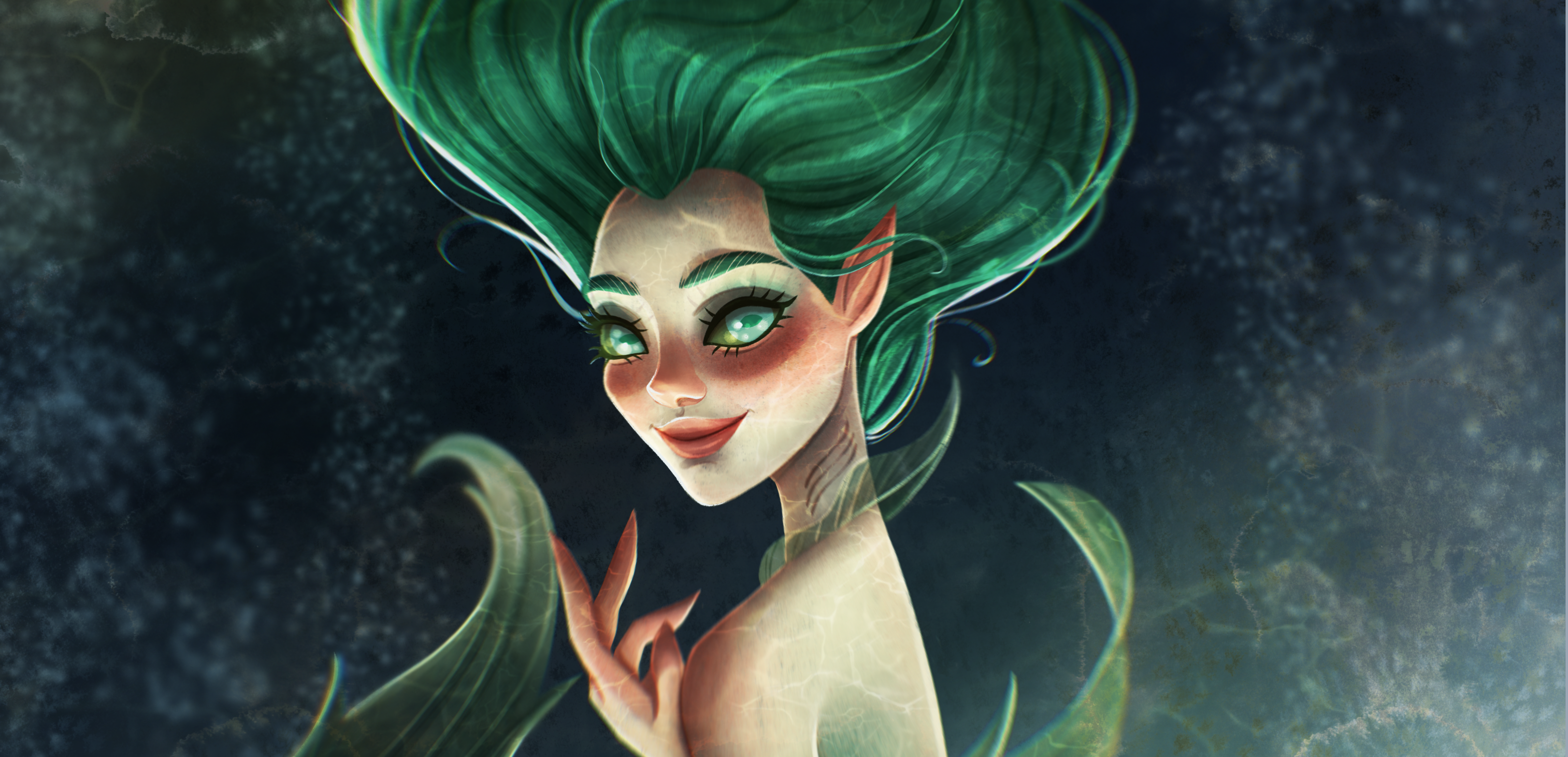 Mermaid Lily – Fantasy Character Portrait arts book cover art cartoon character character design children book illustration detailed rendering digital portrait fairytale art fantasy character fantasy illustration lighting study mermaid art original character procreate art semi realistic underwater fantasy