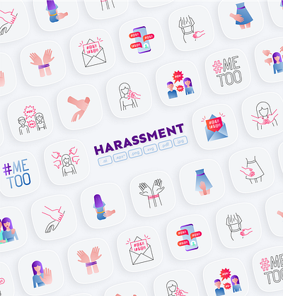 Harassment | 32 Icons Set Hand Drawn design girl icon icon design icon set icons icons design icons set iconset