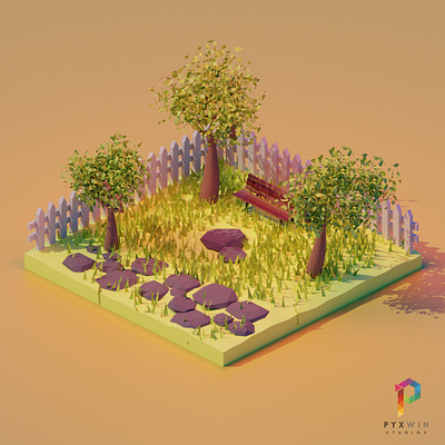 Zen Garden 3d 3d art 3d modeling animation blender3d branding design graphic design illustration logo lowpoly motion graphics realistic render ui