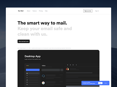 Nor Mail · Landing Page app application clean concept design desktop email interface landing page mail mailbox message minimal site typography ui ux web design website website design