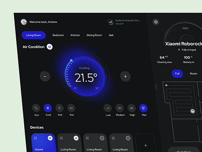 Smart Home Concept air condition concept dashboard home automation interface remote control smart home web app web design