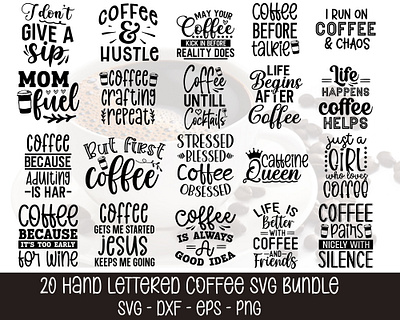 20 Hand lettered Coffee SVG Bundle svg design bundle