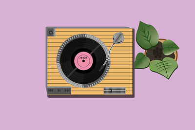 Vinyl record on turntable adobe illustrator art avicii best music branding flower flower in a pot music pink pot record player turntable vector vinyl record vinyl record on turntable