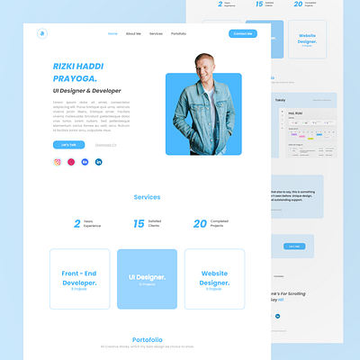 Portofolio Landing Page app branding clean design illustration ui uidesign web