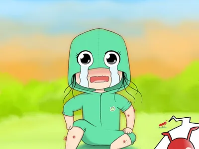 Cute Illustration - Crying Beauty ant charachter comic cute design drawing frog girl graphic illustraion illustration art procraete sketch strip webcomic